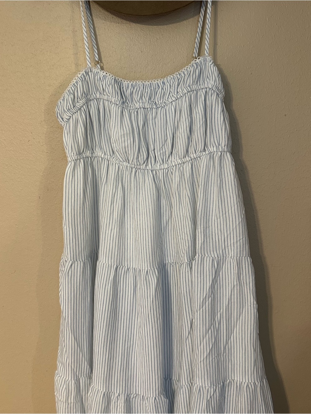 Blue and White Striped Maxi dress